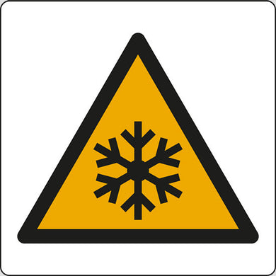 cartello avvertimento: attenzione presenza di basse temperature