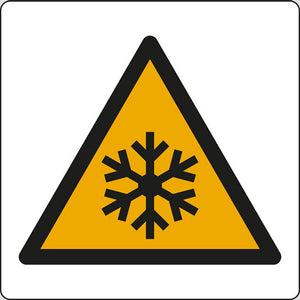 cartello avvertimento: attenzione presenza di basse temperature