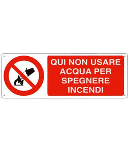 cartella "qui non usare acqua per spegnere incendi" adesivo