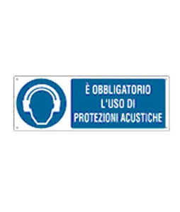 cartello "è obbligatorio l'uso di protezioni acustiche" con scritta
